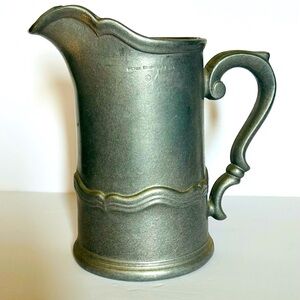 Vintage 1975 Wilton Country Ware Pewter Water Pitcher With Ice Lip Made In USA